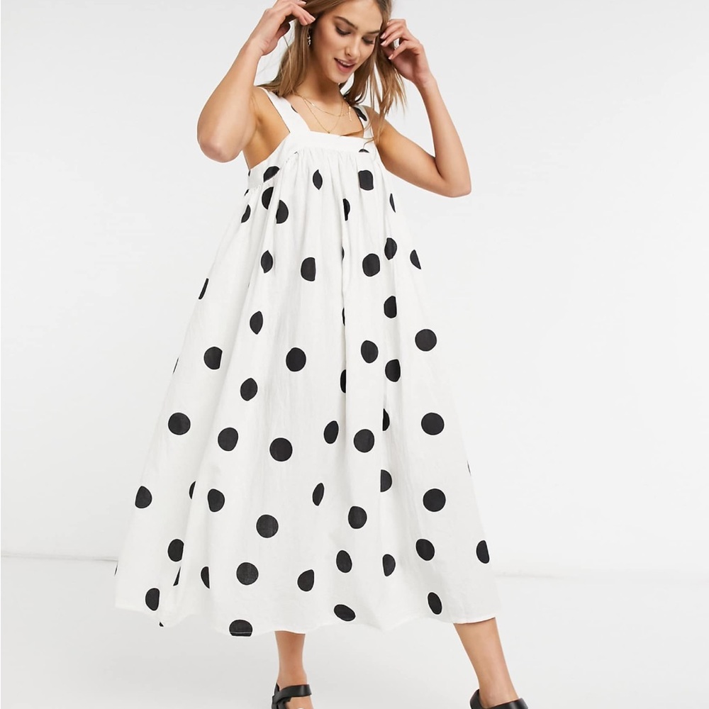 ASOS White and Black Polka Dot Maxi Dress